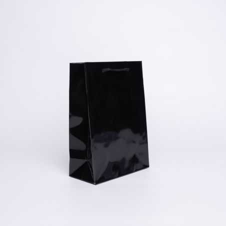 Sac papier personnalisé Noblesse Plastifié 16x8x23 CM | LAMINIERTE NOBLESSE-PAPIERBEUTEL | SIEBDRUCK AUF EINER SEITE IN EINER...