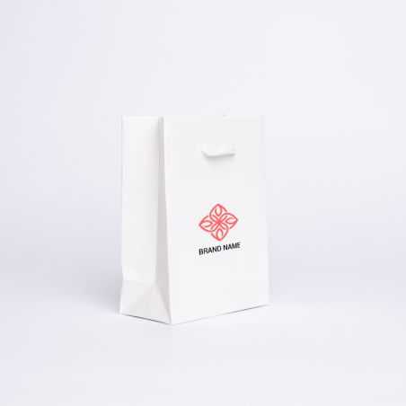 Sac papier personnalisé Noblesse Plastifié 12x6x16 CM | SAC PAPIER NOBLESSE PLASTIFIÉ | IMPRESSION EN SÉRIGRAPHIE SUR DEUX FA...