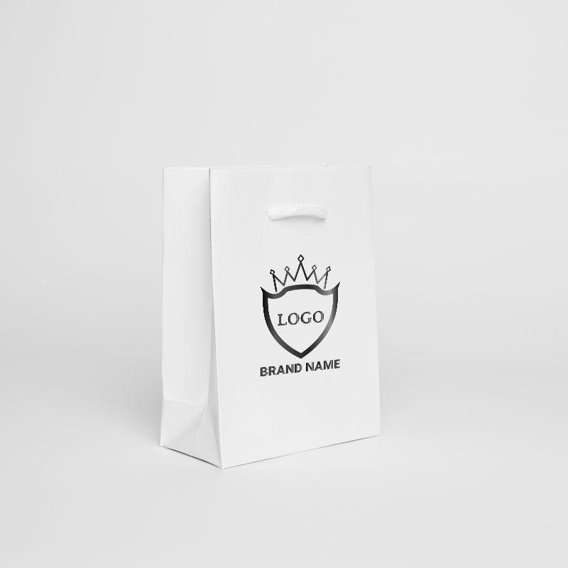 Sac papier personnalisé Noblesse Plastifié 12x6x16 CM | SAC PAPIER NOBLESSE PLASTIFIÉ | IMPRESSION EN SÉRIGRAPHIE SUR UNE FAC...