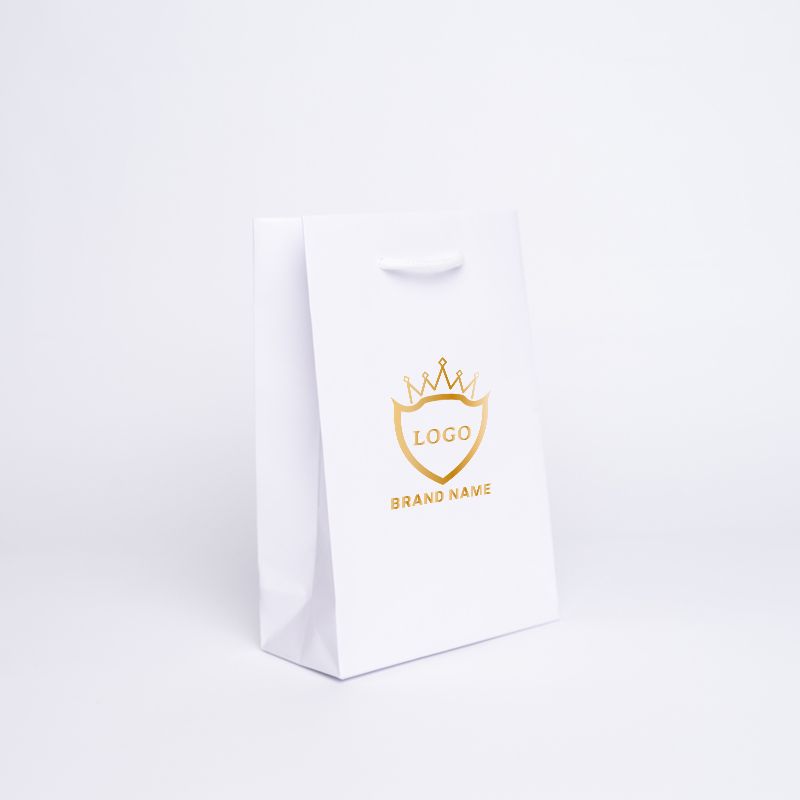 Sac papier personnalisé Noblesse Plastifié 16x8x23 CM | SAC PAPIER NOBLESSE PLASTIFIÉ | IMPRESSION EN SÉRIGRAPHIE SUR DEUX FA...