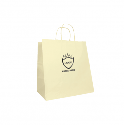Customized Personalized shopping bag Safari 32x20x33 CM | PAPER SAFARI BAG WIDE BOTTOM| FLEXO PRINTING IN ONE COLOR ON PRE-DE...