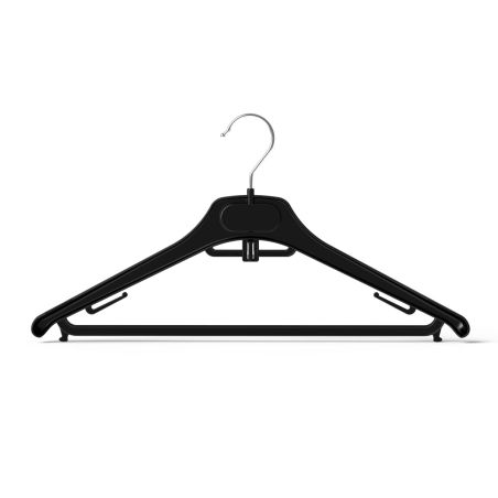 Cintres Commerciaux Rectangulaires | Barre Pantalon Antidérapante | Noir | 37 cm