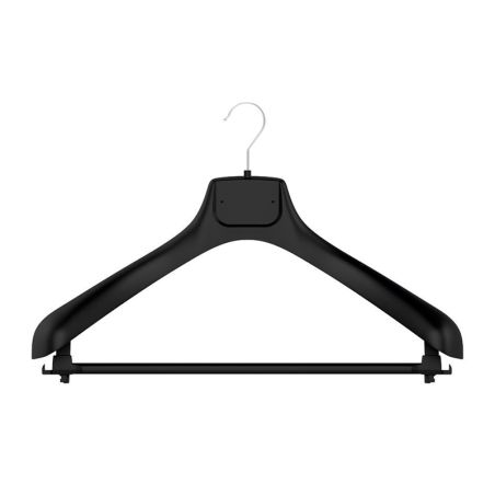 Cintre EQ Premium | Épaules larges | Crochets chromés intégrés | Noir | 42, 49 cm