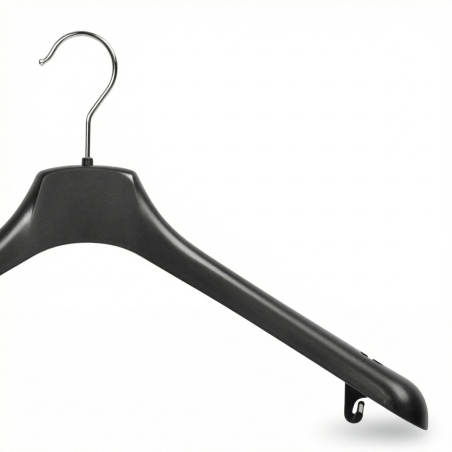 Cintre supérieur en plastique | Poignée antidérapante | Noir | Tailles : 42 à 49 cm