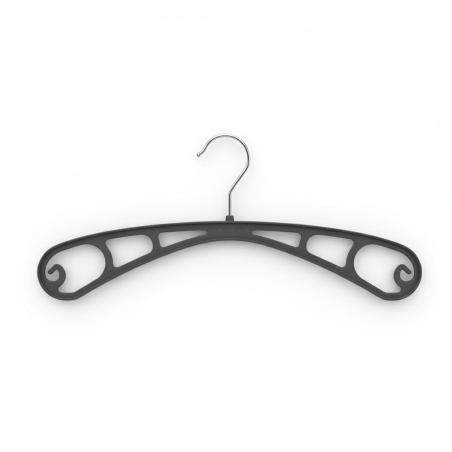 Cintres supérieurs résistants | Design épuré | Encoche profilée | Crochet pivotant | Noir