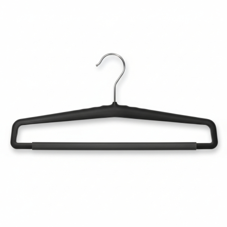Cintres Commerciaux Rectangulaires | Barre Pantalon Antidérapante | Noir | 37 cm