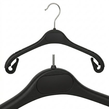 Cintre haut de gamme | Encoches antidérapantes profilées | Noir | Tailles : 26 à 43 cm