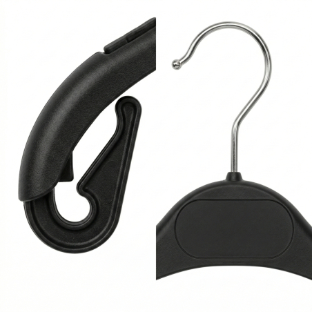 Cintre haut de gamme | Encoches antidérapantes profilées | Noir | Tailles : 26 à 43 cm