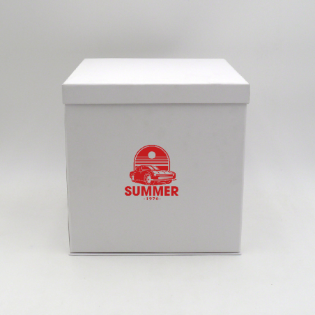 Boîte cloche personnalisée Flowerbox 25x25x25 CM | FLOWERBOX | IMPRESSION EN SÉRIGRAPHIE SUR UNE FACE EN UNE COULEUR