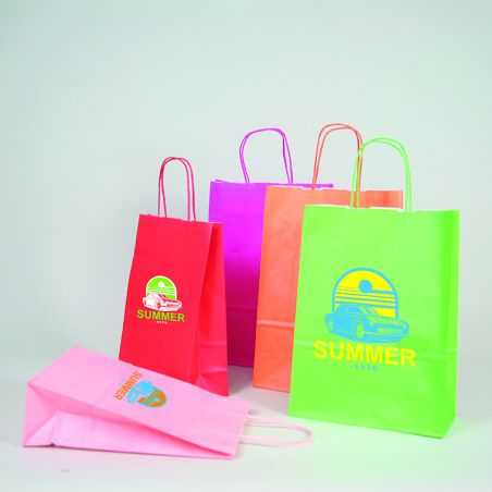 Sac papier personnalisé Safari 14x8x39 CM | SAC PAPIER SAFARI | IMPRESSION FLEXO EN DEUX COULEURS SUR ZONES PRÉDÉFINIES SUR L...